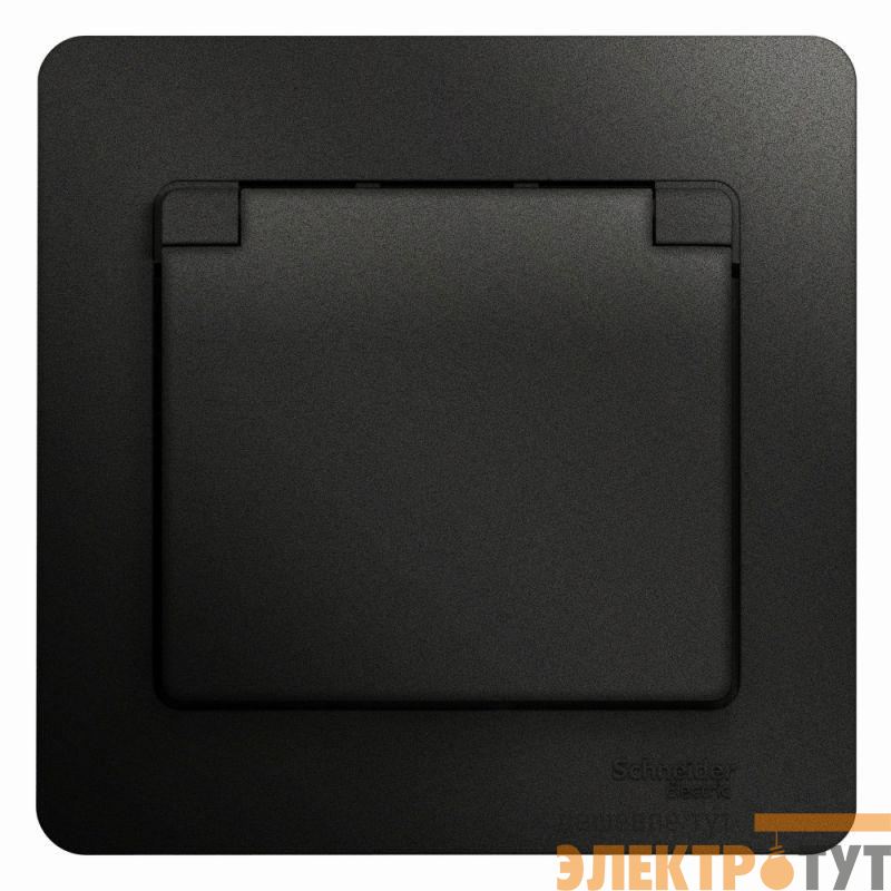 Розетка 1-м СП 1мод. Glossa 16А IP20 с заземл. защ. шторки с крышкой в сборе антрацит SE GSL000746