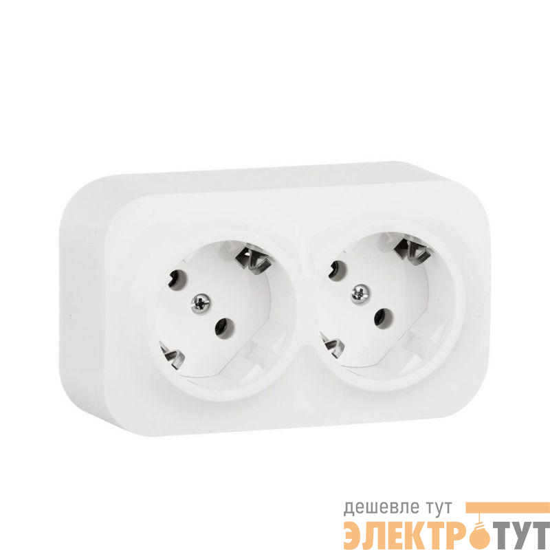 Розетка 2-м ОП Quteo 16А IP20 250В 2х2P+E с заземл. защ. шторки бел. IEK 782237