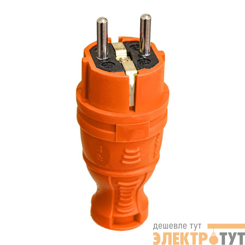 Вилка прямая с заземл. IP44 каучук оранж. TOKOV TKE-C10-KV-Z