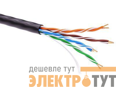Кабель информационный неэкранир. U/UTP кат.5E 4х2 PE черн. (уп.305м) DKC RN5EUUPE3BK