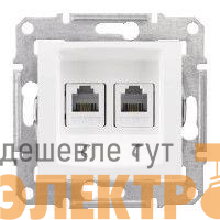 Механизм розетки телеф. 1-м СП Sedna RJ11 + RJ11 бел. SchE SDN4201121