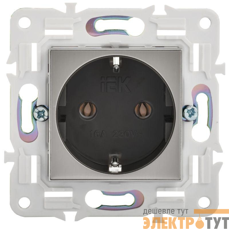 Розетка SKANDY 16А с заземл. без защ. шторок SK-R05N никель IEK SK-R11-16-K50