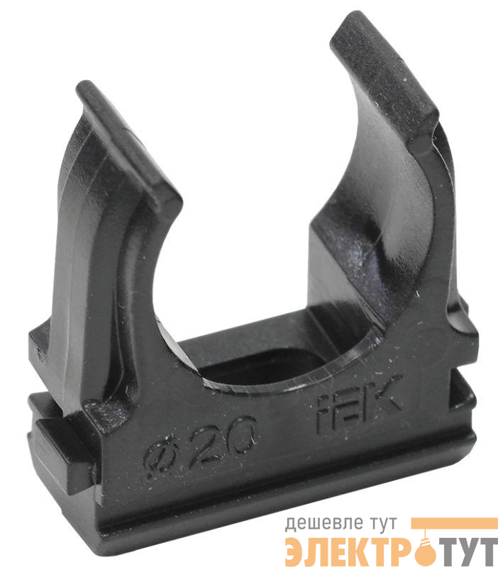 Держатель для труб (клипса) CF20 с защелкой черн. ELASTA IEK CTA10D-CF20-K02-100