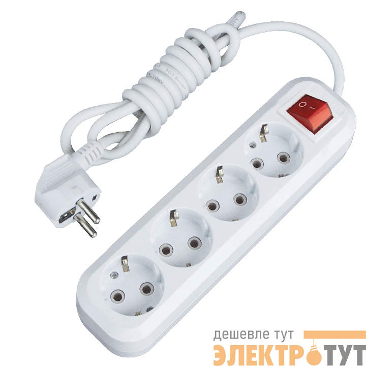 Удлинитель 4х2м с заземл. 16А IP20 "Эксперт" 3.5кВт ПВС 3х1 с выкл. EKF UBA16-310-4-02i