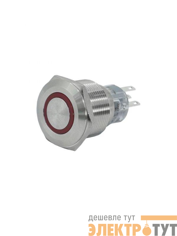 Выключатель кнопочный GQ22-L-11E/R/220V/S 1НО+1НЗ цилиндр с подсветкой 220В AC/DC d22мм IP65 метал. красн. Электротехник ET020094