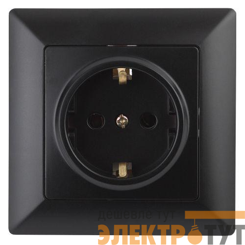 Розетка 1-м СП Solo 4-206-05 16А 250В IP20 2P+E Schuko с заземл. защ. шторки антрацит Intro Б0053685