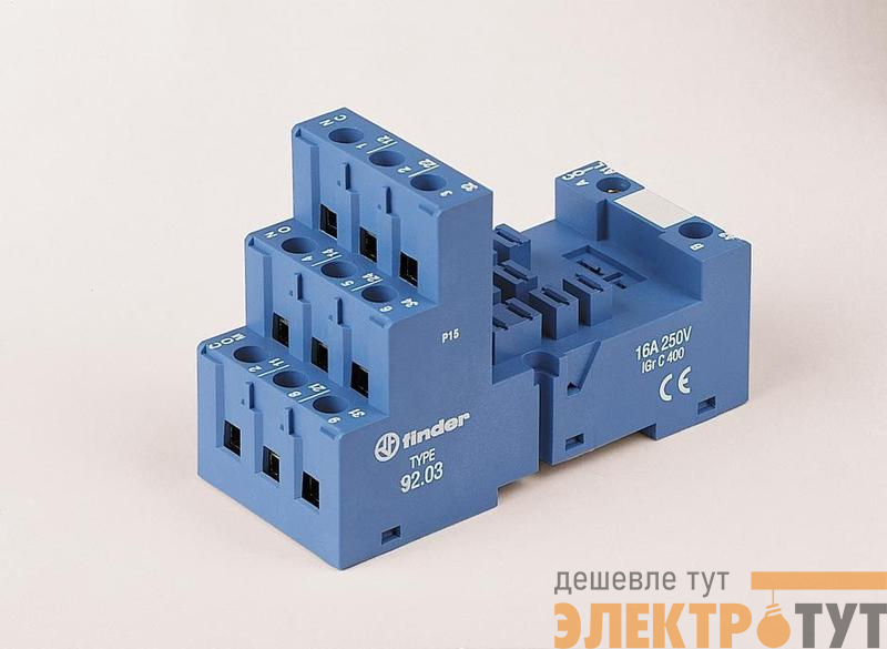 Розетка с винт. клеммами для реле 62.32 62.33 металл. клипса 092.7 FINDER 9203SMA