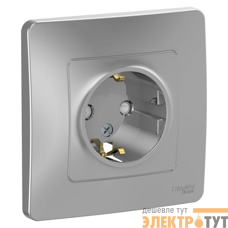 Розетка 1-м СП Blanca 16А IP20 250В с заземл. защ. шторки алюм. SE BLNRS001113