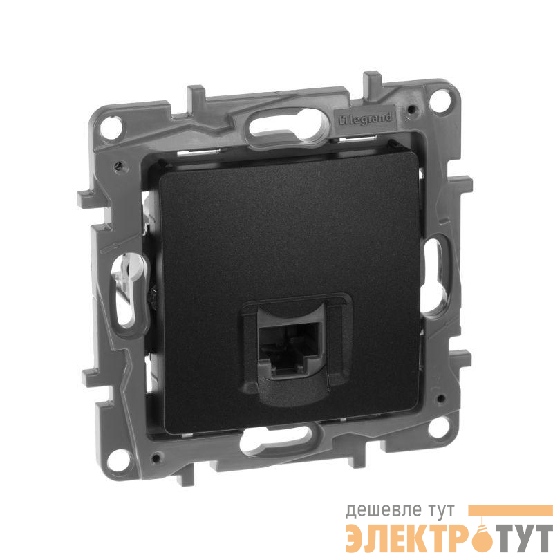 Розетка компьютерная 1-м СП Etika RJ45 кат.5E UTP механизм антрацит IEK 672641