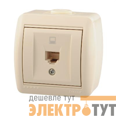 Розетка компьютерная 1-м ОП Nata RJ45 16А IP20 крем. LEZARD 710-0300-139