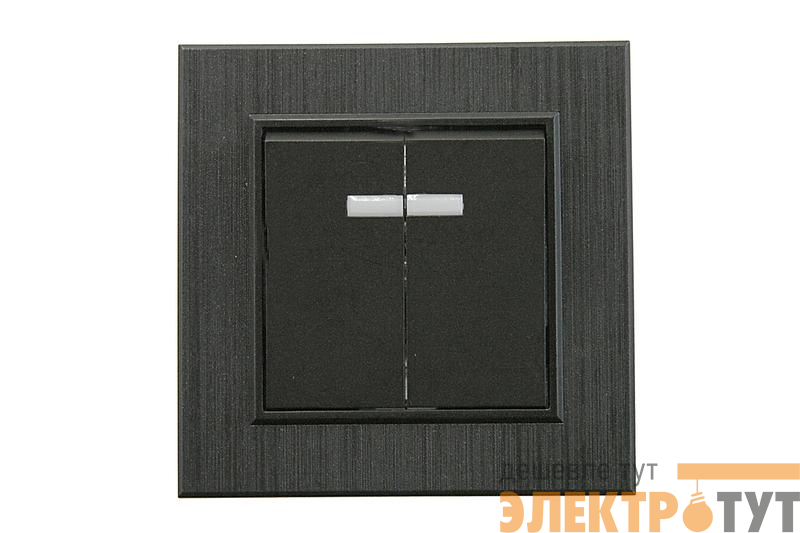 Выключатель 2-клав. с подсветкой Karea LINE STAR чер.Makel 86054023