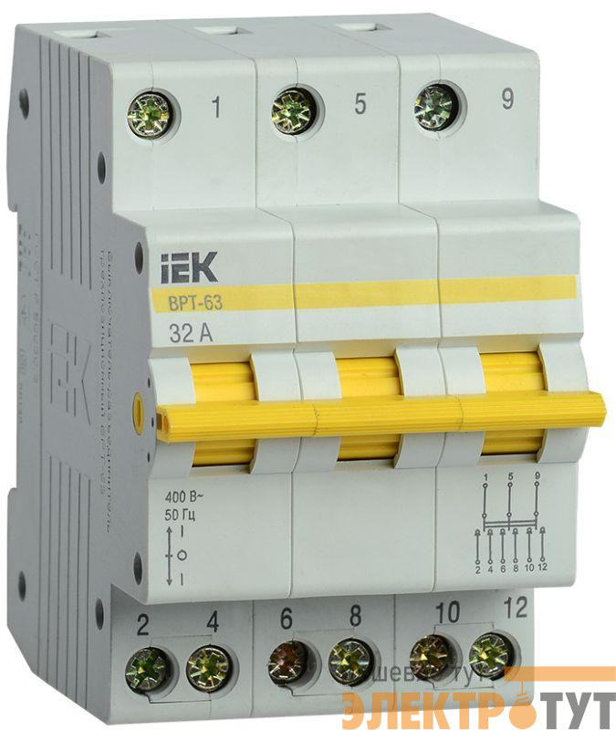 Выключатель-разъединитель трехпозиционный 3п ВРТ-63 32А IEK MPR10-3-032