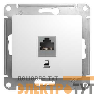 Розетка компьютерная 1-м СП Glossa RJ45 кат.5E механизм бел. SE GSL000181K