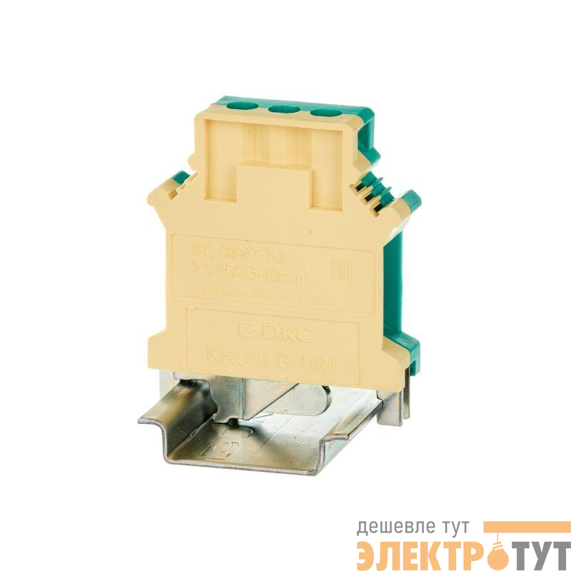 Клемма заземления винтовой зажим 2 точки подключения 16кв.мм DKC KRUSLG-16N