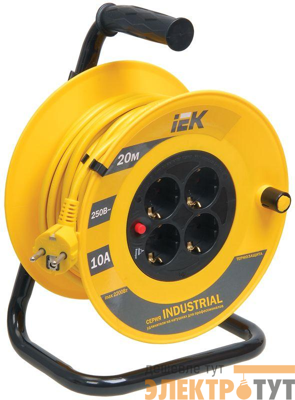 Удлинитель на катушке 4х20м с заземл. 10А IP20 Industrial УК20 3х1 термозащита IEK WKP14-10-04-20