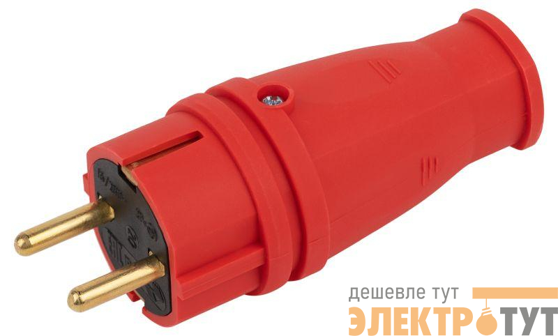 Вилка VX10-R-IP44 16А IP44 прямая с заземл. каучук красн. ЭРА Б0055415