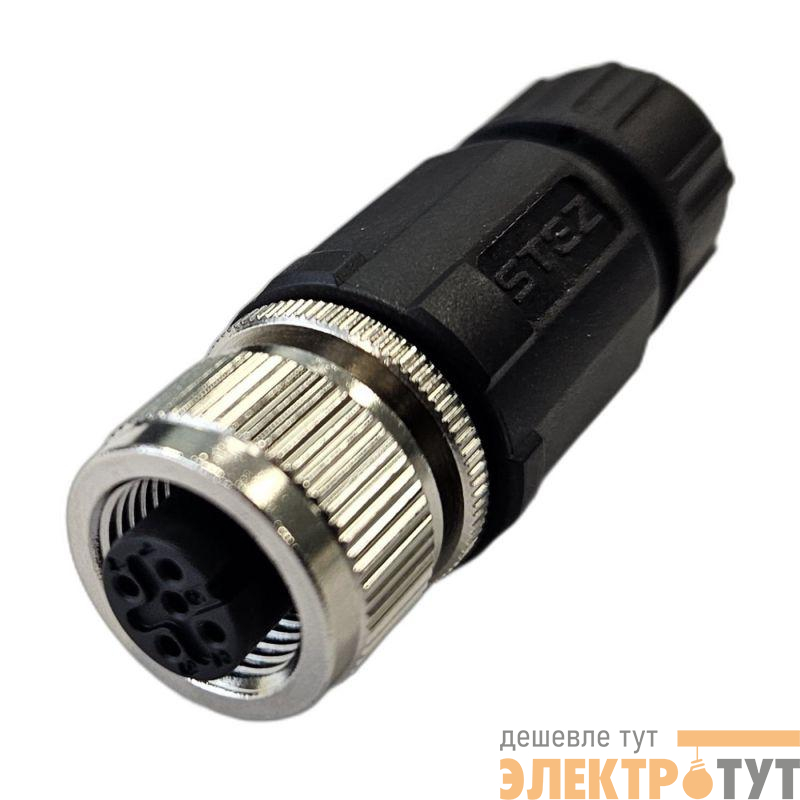 Разъем М12 5A гнездовой пайка пластик. прямой резьба PG7 каб. часть СЦМ120021-05A СТЭЗ 185200156