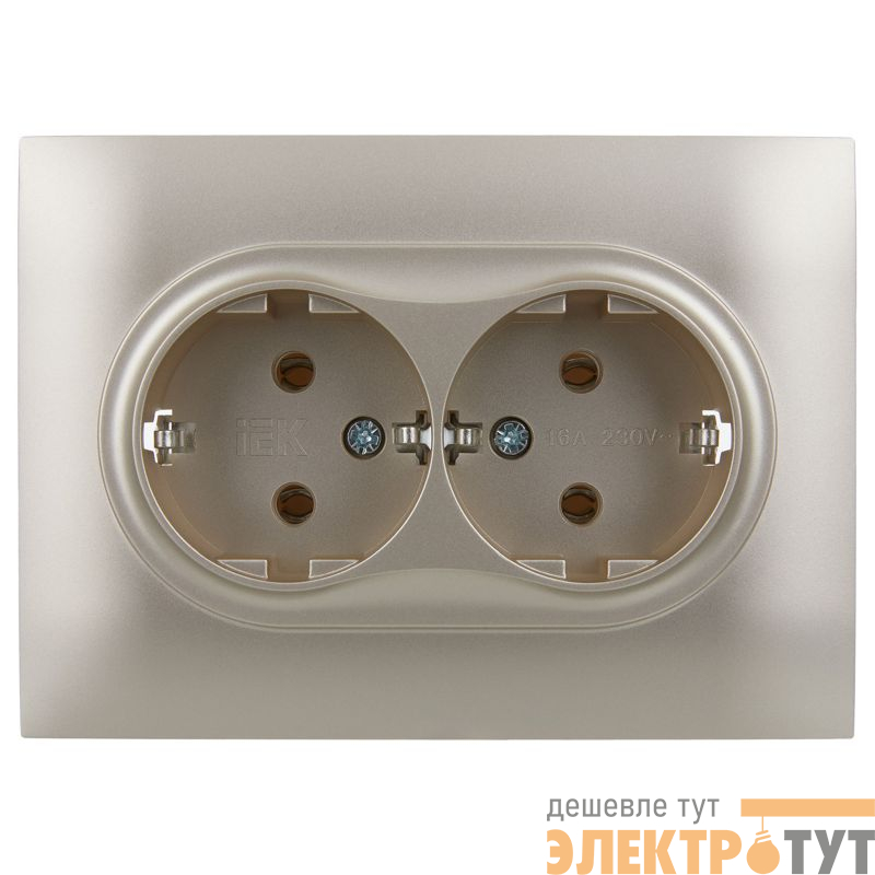 Розетка 2-м SKANDY 16А с заземл. без защ. шторок в сборе SK-R08Sh шампань IEK SK-R21-16-K37-F