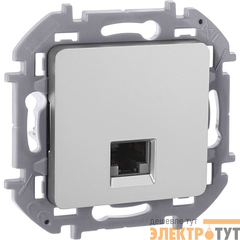 Розетка компьютерная СП Inspiria RJ45 кат.6 UTP IP20 механизм алюм. IEK 673832