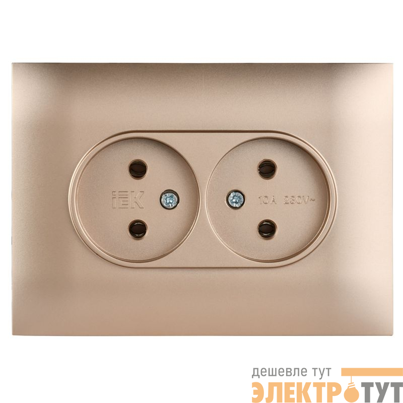 Розетка 2-м SKANDY 10А без заземл. без защ. шторок в сборе SK-R10Sa песочн. IEK SK-R20-10-K98-F