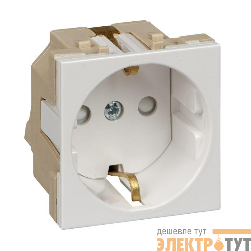 Розетка 1-м СП 2мод. W45 16А IP20 250В с заземл. защ. шторки для кабель-канала бел. SE RN16-113-B