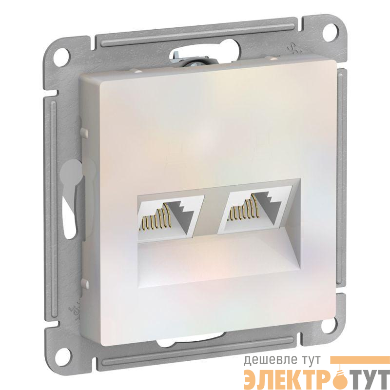 Розетка компьютерная 2-м AtlasDesign RJ45 кат.5E механизм жемчуж. SE ATN000485