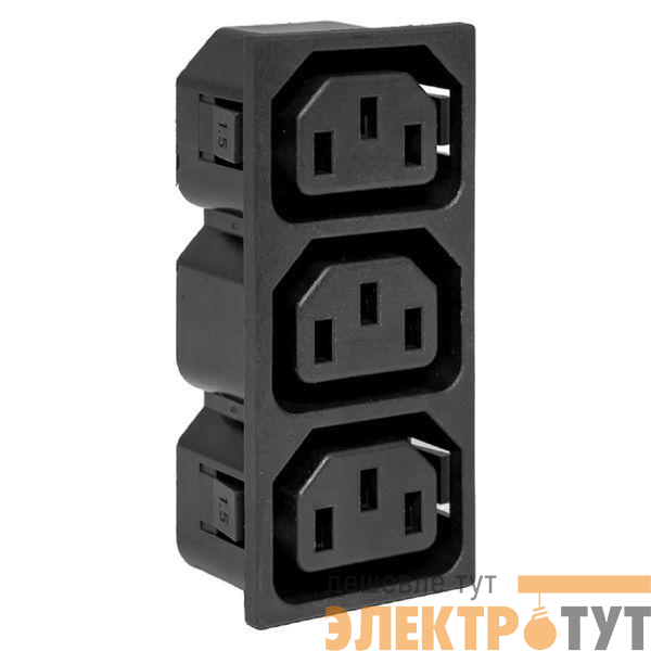 Розетка с 3 разъемами IEC C13 250В 15A черн. EKF SB-ROZ-3C13-BL