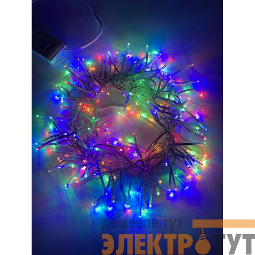 Гирлянда светодиодная "Мишура" 3.9м 200LED 220В IP20 бел. провод мультиколор ENIN-WM Эра Б0047972