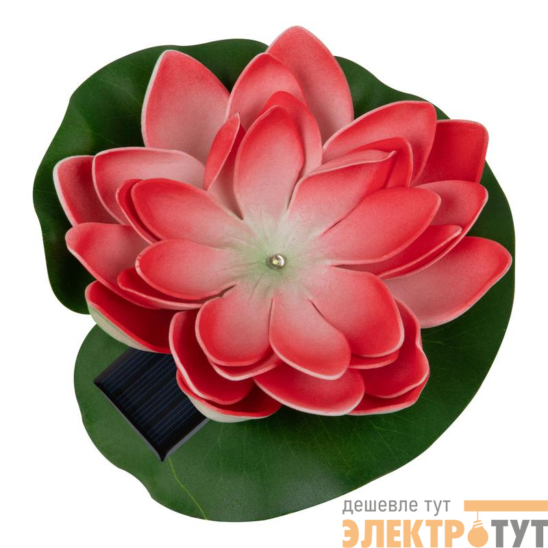 Светильник садовый USL-S-826/PT060 RED WATERLILY IP44 на солнечной батарее "Красная кувшинка"плавающ. 1 светодиод тепл. бел. свет. Uniel UL-00011599