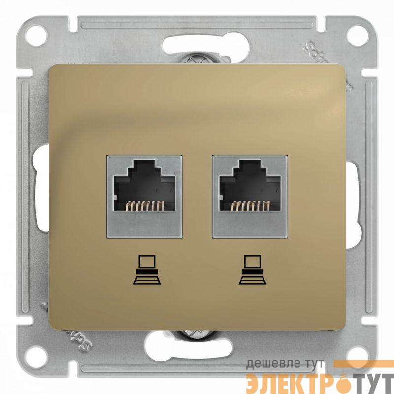 Розетка компьютерная 2-м Glossa RJ45 кат.5E механизм титан SE GSL000485KK