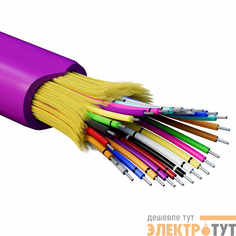 Кабель волоконно-оптический распределительный арамидные упрочняющие нити для внутренней прокладки нг(А)-HF 24 ОВ категорияOM4 (G.651.1) плотный буфер 0.4кН барабан 500м DKC RNDT4C24MG01-E