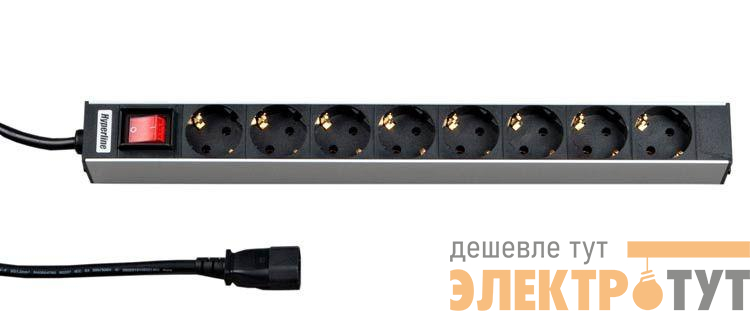 Блок розеток 10А SHT19-8SH-S-2.5IEC 19дюйм с выкл. кабель 2.5м Hyperline 26417