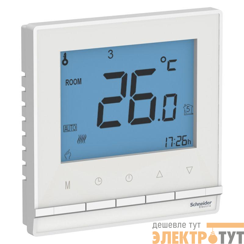 Термостат электронный AtlasDesign 16А для теплого пола с датчиком +5-+35град.C в сборе бел. SE ATN000138