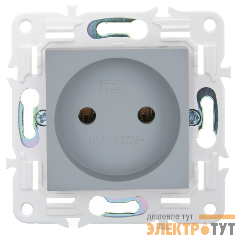 Розетка SKANDY 10А без заземл. без защ. шторок SK-R02Gr сер. IEK SK-R10-10-K03