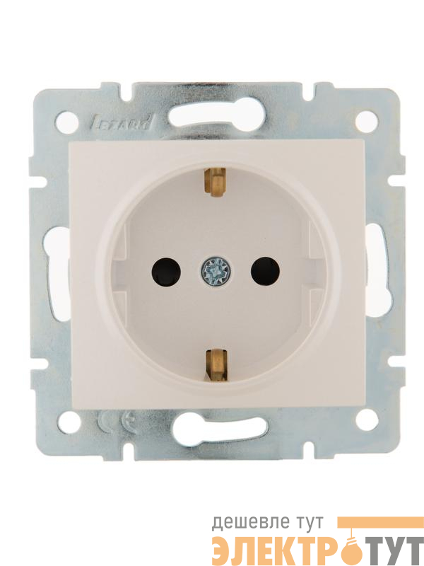 Розетка 1-м СП Karina с заземл. защ. шторки термопласт механизм жемчуж./бел. перламутр. LEZARD 707-3088-124B