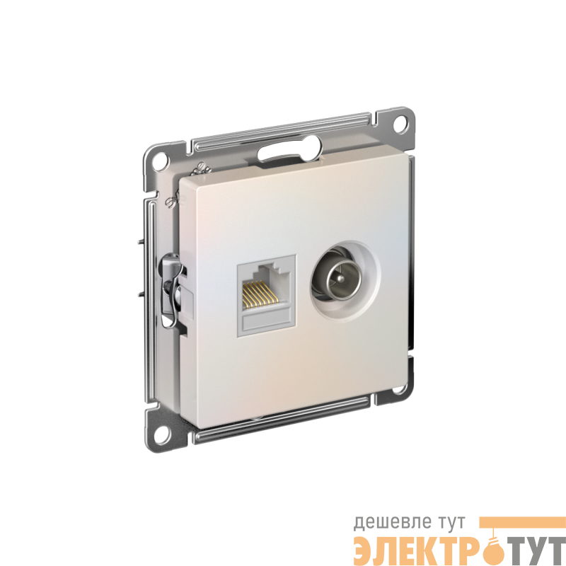 Розетка компьютерная + телевизионная 2-м СП AtlasDesign RJ45 кат.5E + TV механизм жемчуж. SE ATN000489