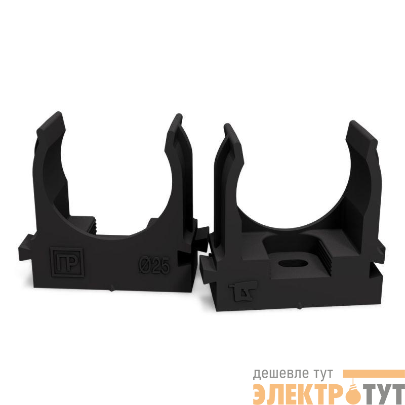 Держатель для труб (клипса) d25мм для монтажного пистолета атмосферостойкая черн. Промрукав PR13.0407