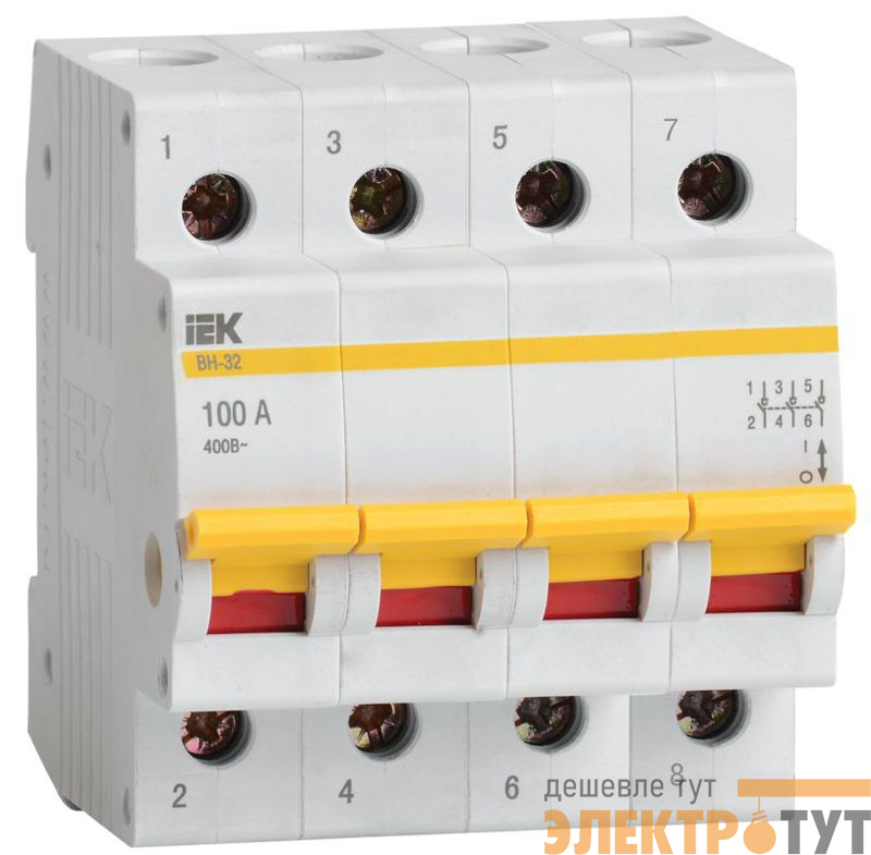 Выключатель нагрузки (мини-рубильник) 4п 100А ВН-32 KARAT IEK MNV10-4-100