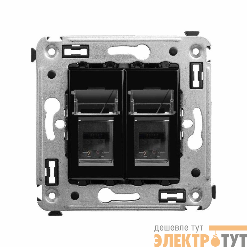Розетка телефонная 2-м СП Avanti "Черный квадрат" RJ12 DKC 4402314