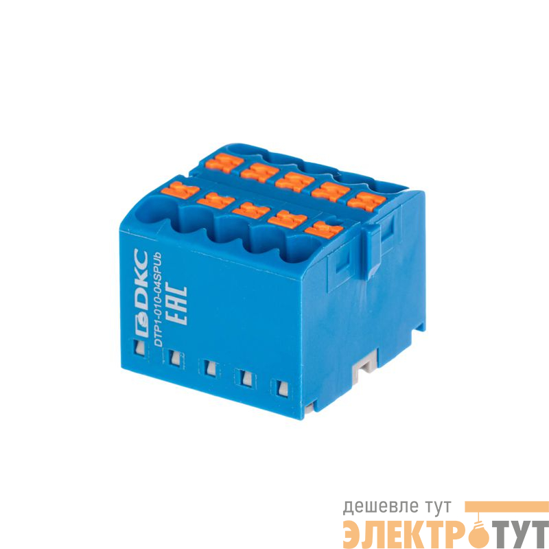 Блок распределительный зажим push-in 10 точек подключения 2.5кв.мм син. DKC DTP1-010-04SPUB