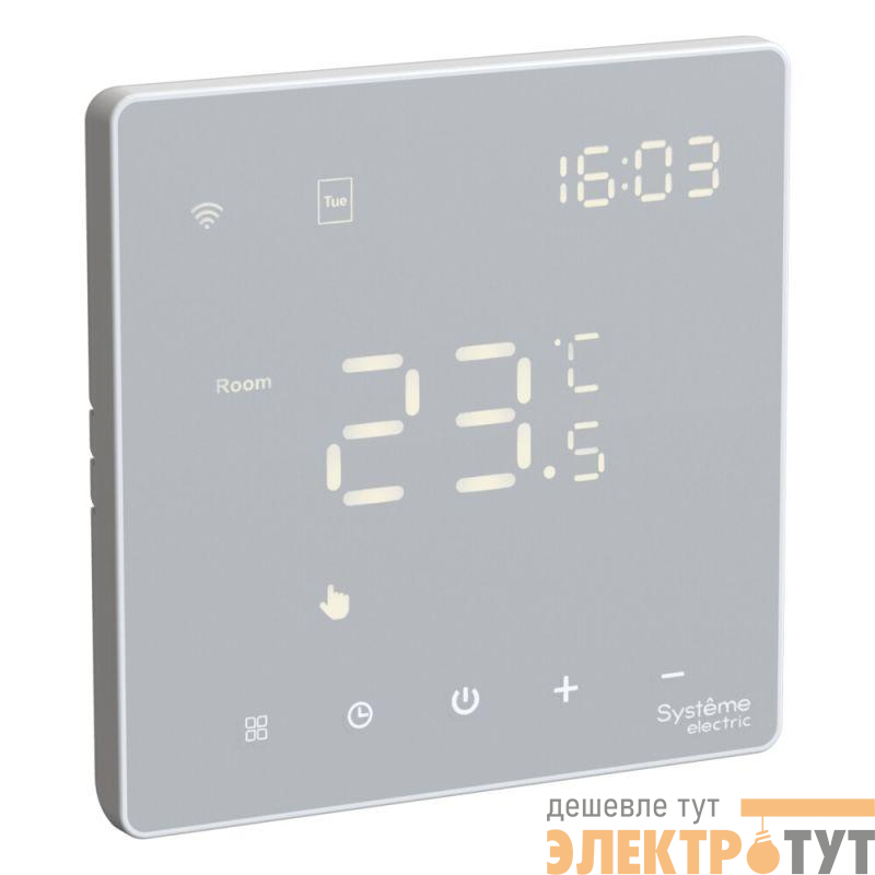 Термостат программируемый ArtGallery 16А с Wi-Fi для электрич. теплого пола моноблочный бел. SE GAL000138