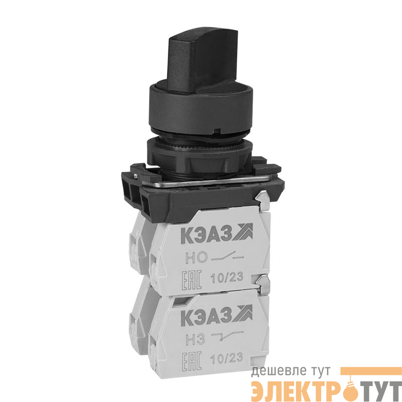 Переключатель КПЕ1131Р-черный-3но+1нз-ручка-фикс-2поз-IP40 КЭАЗ 274305