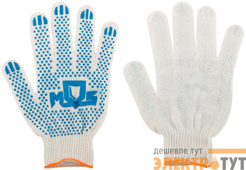 Перчатки вязаные (3 нити) 10 класс вязки х/б с ПВХ 12485