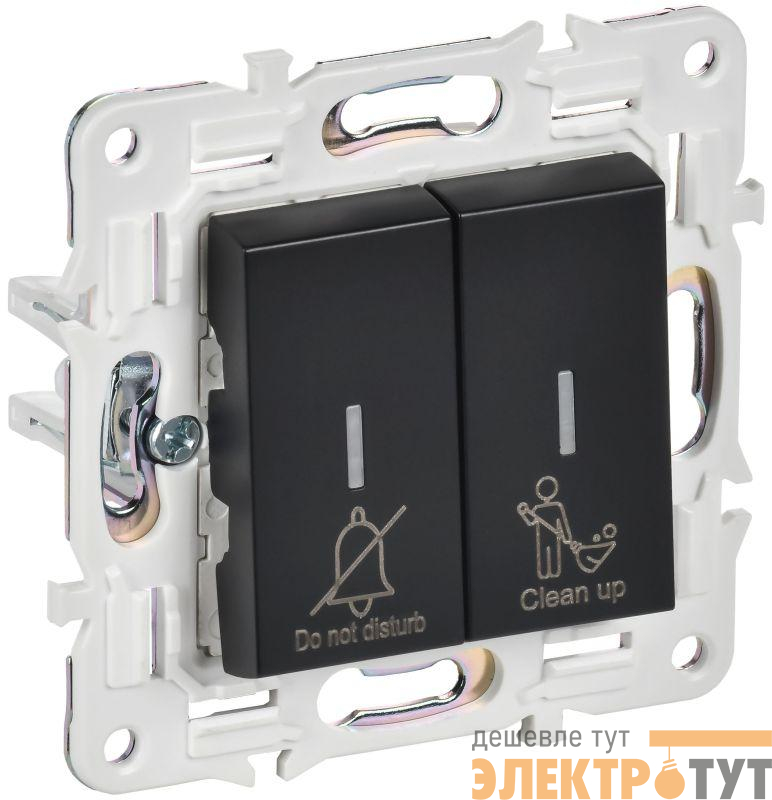 Выключатель 2-кл. SKANDY 10А SK-V16Bl для отелей с индикацией черн. IEK SK-V20-2-10-K02