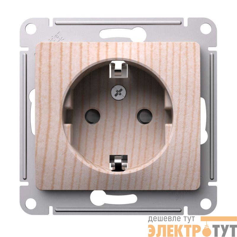 Розетка Glossa 16А заземл. защ. шторки  механизм сосна SE GSL001545