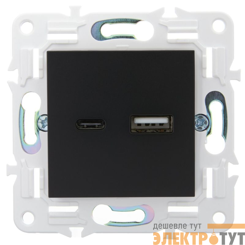 Розетка USB A+C 18Вт SKANDY SK-R13Bl черн. IEK SK-U22-018-K02