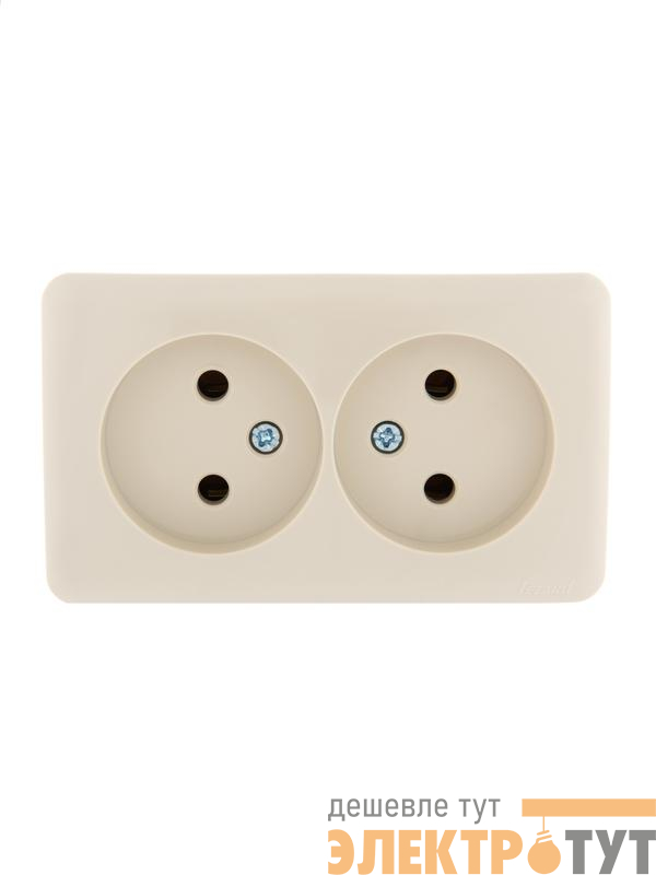 Розетка 2-м ОП Viola 16А IP20 без заземл. крем. LEZARD 751-0300-128