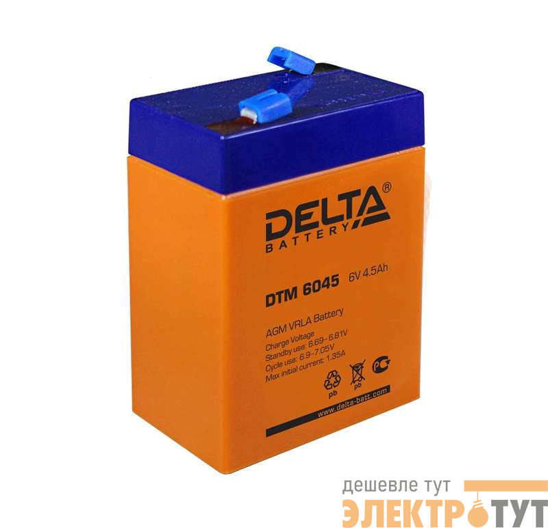 Аккумулятор UPS 6В 4.5А.ч Delta DTM 6045