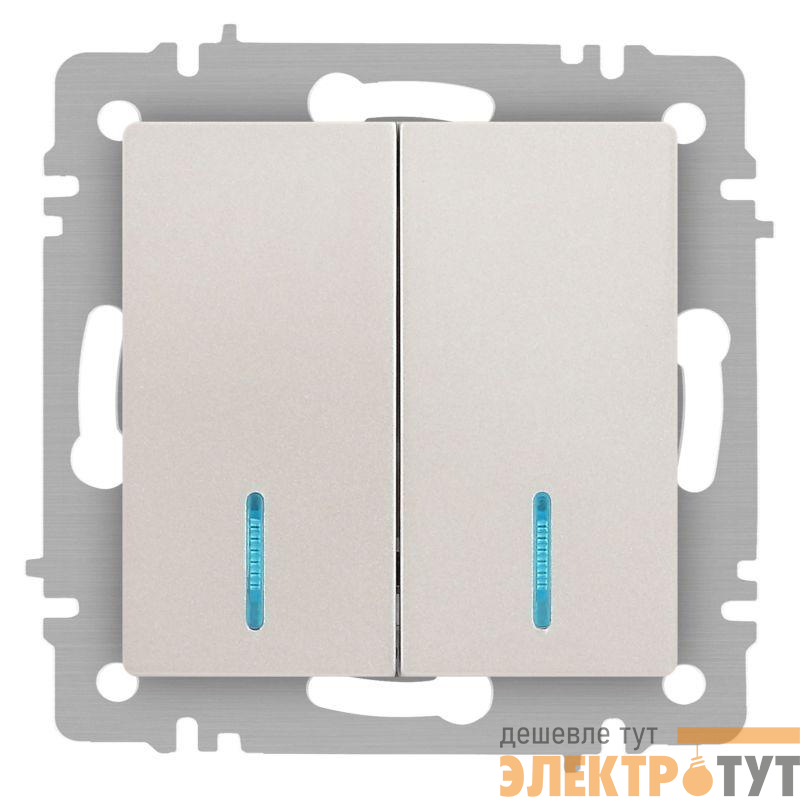 Выключатель 2-кл. СП Accent 6-105-06 10А IP20 250В с подсветкой AL/CU перламутр. Intro Б0063519