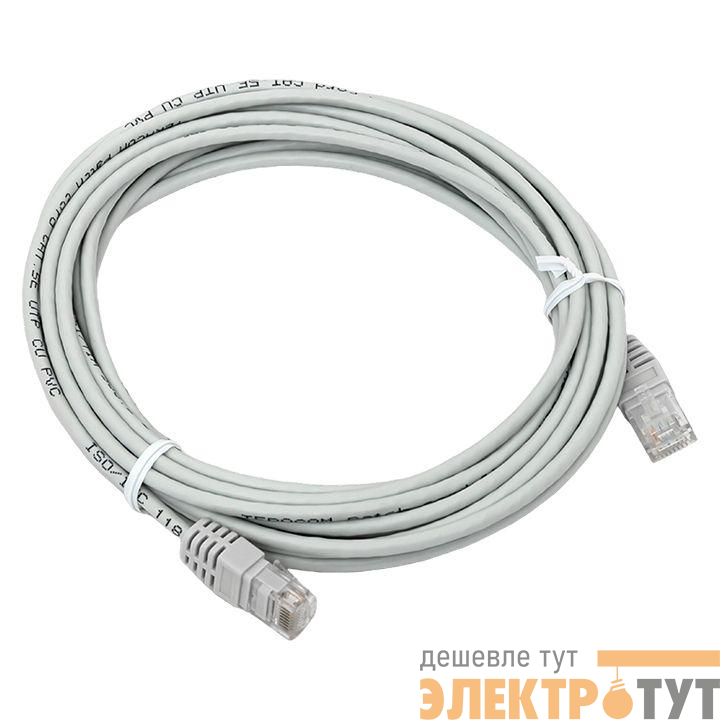 Патч-корд кат.5E UTP неэкранир. PVC 1Гбит/с 5м сер. TERACOM EKF TRC-5EUTP-PVC-5M-GY